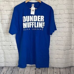 Dunder Mifflin Paper‎ Company Royal Blue Mens short sleeve tshirt size Large NEW